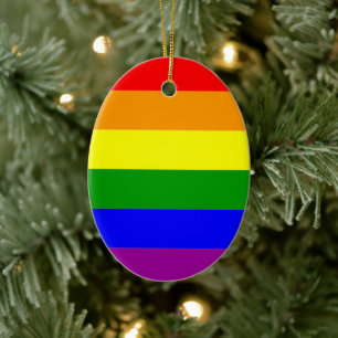 Ornamento De Cerâmica Sinalizador de Orgulho LGBTQIA+ Cores Arco-Íris