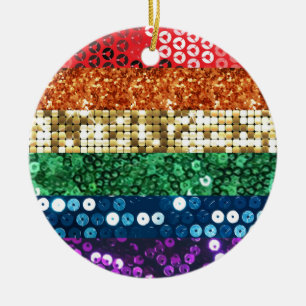 Ornamento De Cerâmica sinalizador de orgulho sequin