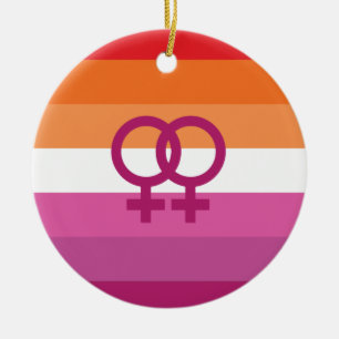 Ornamento De Cerâmica Sinalizador do Orgulho Lésbico WLW