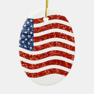 Ornamento De Cerâmica sinalizador faux sequin impressão american