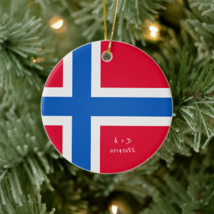 Ornamento De Cerâmica Sinalizador Noruega de Mensagem Personalizada