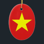 Ornamento De Cerâmica Sinalizador Vietnã Amarelo Estrela Oval Ornã<br><div class="desc">Sinalizador Vietnã no ornamento de cerâmica oval. Produtos de escritório,  produtos domésticos e muito mais...  Não se esqueça da coleção inteira.</div>