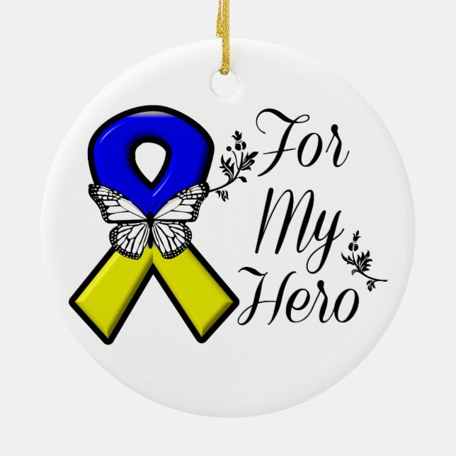 Ornamento De Cerâmica Síndrome de Down para o meu herói (Traseira)