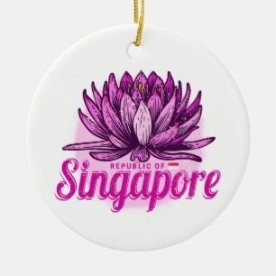 Ornamento De Cerâmica Singapura Lotus Flag Vintage Holiday Souvenir