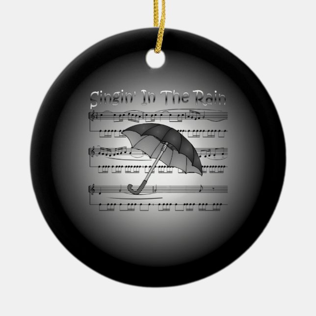 Ornamento De Cerâmica Singin’ In The Rain ~ Umbrella ~ Sheet Music (Frente)