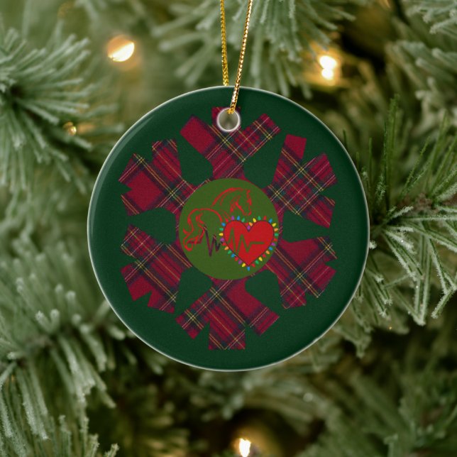 Ornamento De Cerâmica Single Plaid Snowflake (Árvore)
