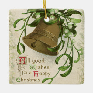 Ornamento De Cerâmica Sino de Natal Antigo (Visco) Boa Vontade para os H