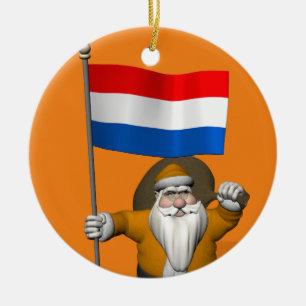 Ornamento De Cerâmica Sinterklaas Com Sinal Dos Países Baixos