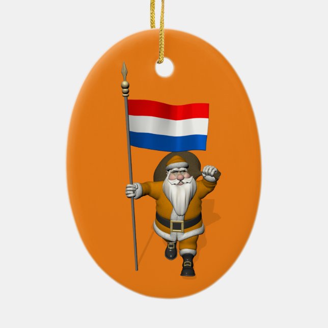 Ornamento De Cerâmica Sinterklaas Com Sinal Dos Países Baixos (Verso)