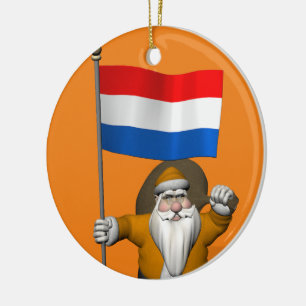Ornamento De Cerâmica Sinterklaas Com Sinal Dos Países Baixos