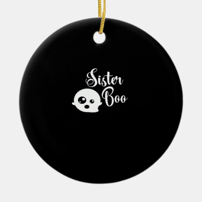 Ornamento De Cerâmica Sister Boo Halloween (Frente)