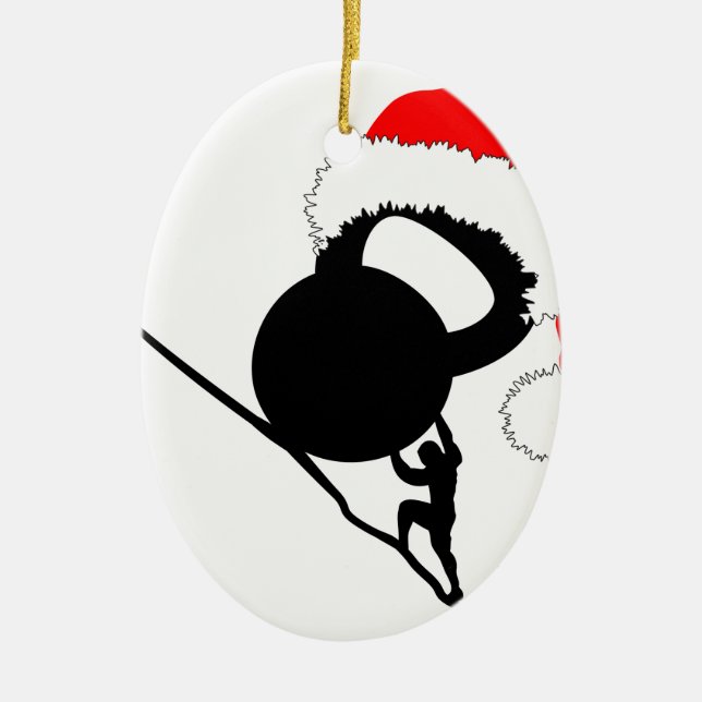 Ornamento De Cerâmica Sisyphus Kettlebell Feliz Natal (Frente)