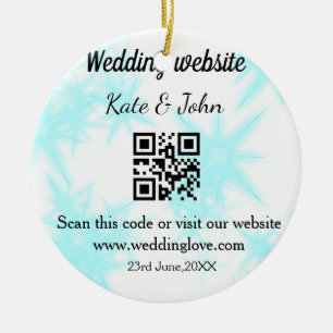 Ornamento De Cerâmica site de casamento simples minimal QR code adicione