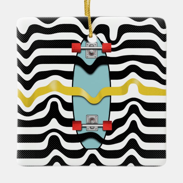Ornamento De Cerâmica skate retroativo (Frente)