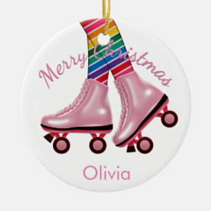 Ornamento De Cerâmica Skate rosa
