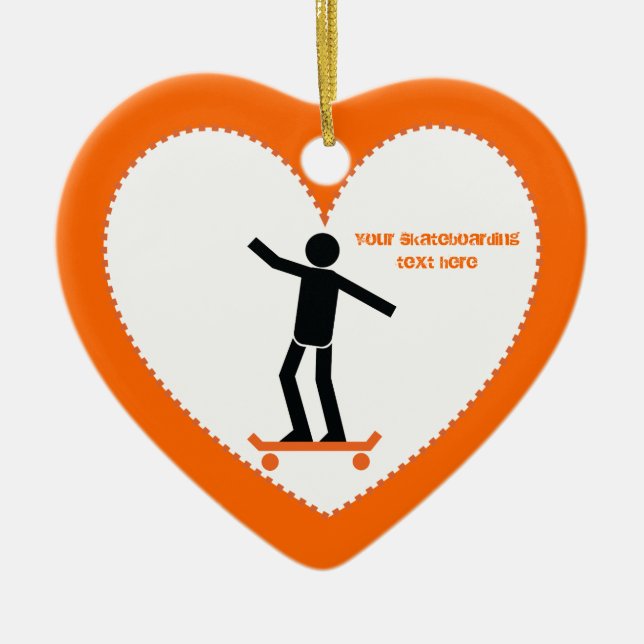 Ornamento De Cerâmica Skateboarder no skate personalizado (Frente)