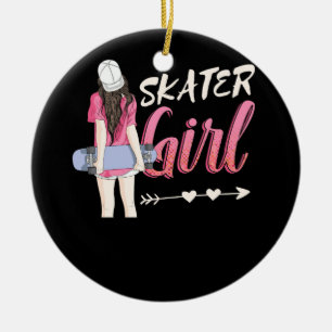 Ornamento De Cerâmica Skater Girl Skateboard Skateboard