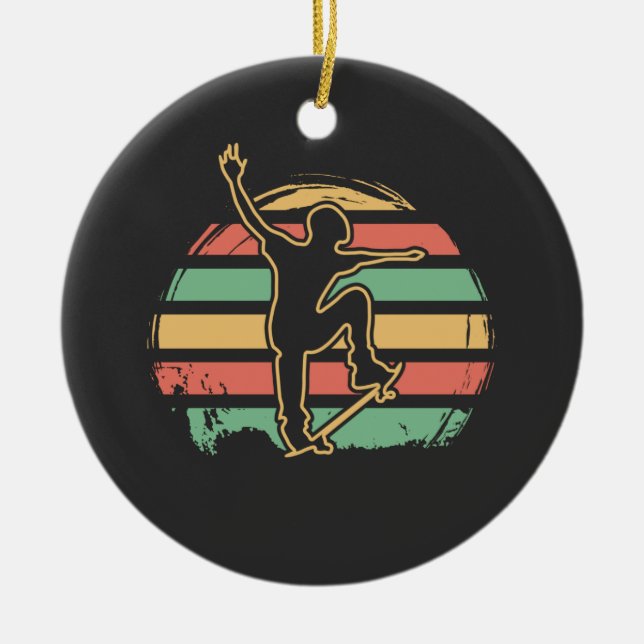 Ornamento De Cerâmica Skater Retro (Frente)