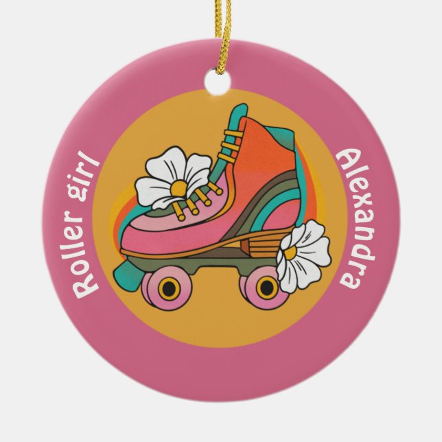 Ornamento De Cerâmica Skates de rolo personalizados amantes de crianças  (Frente)