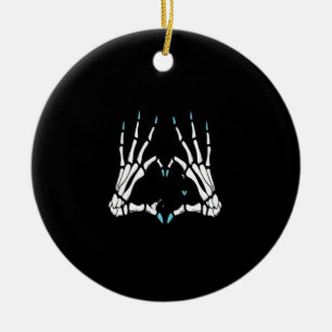 Ornamento De Cerâmica Skeleton Halloween Clássico da Mão
