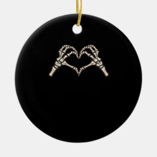 Ornamento De Cerâmica Skeleton Hand Hearts Design
