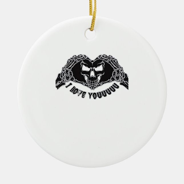 Ornamento De Cerâmica Skeleton Hands Skull, Design Halloween Para Backgr (Frente)