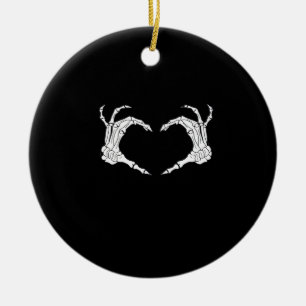 Ornamento De Cerâmica Skeleton Heart Hands Classic