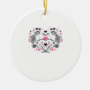 Ornamento De Cerâmica Skeleton Heart Mãos Clássicas Virais