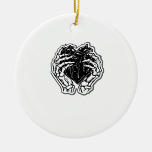 Ornamento De Cerâmica Skeleton Heart Mãos Engraçadas
