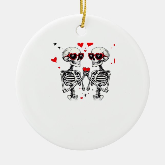 Ornamento De Cerâmica Skeleton Heart Mãos Para Tendência (Frente)