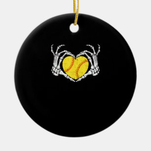 Ornamento De Cerâmica Skeleton Mãos Coração Halloween Figurume Softball