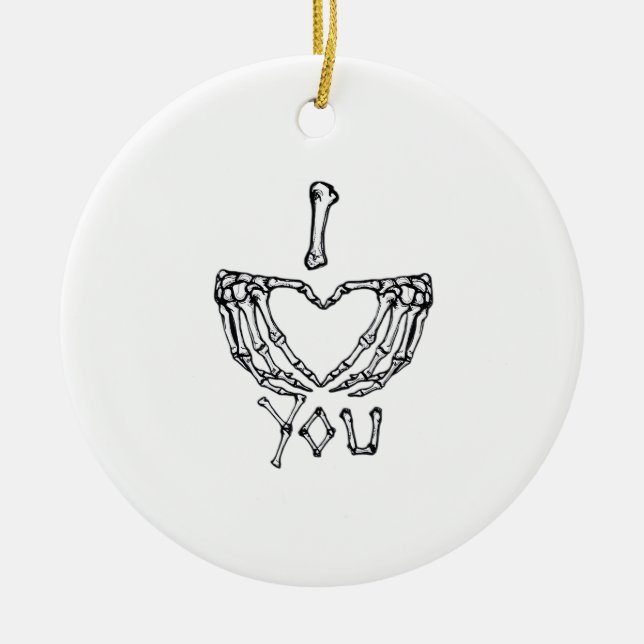 Ornamento De Cerâmica Skeleton Mãos Fazer Coração (Frente)