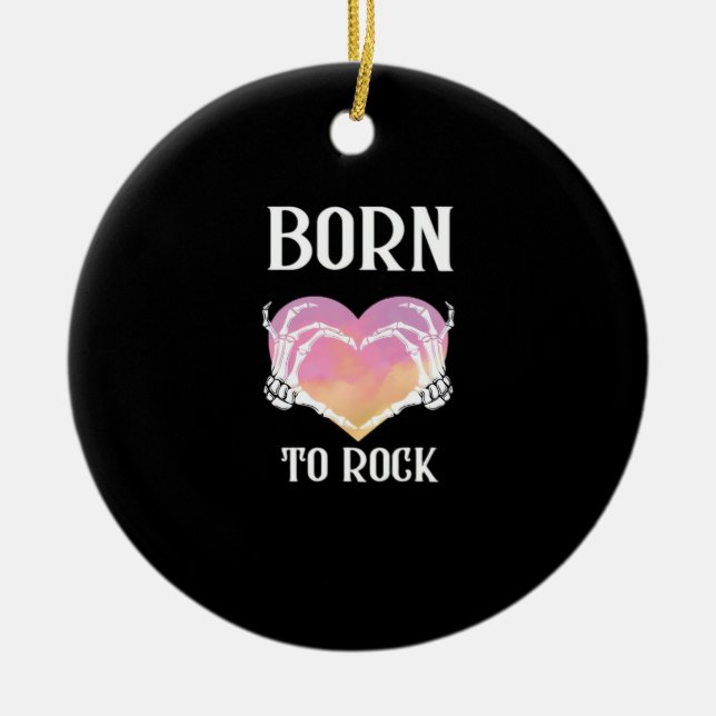 Ornamento De Cerâmica Skeleton Mãos Gráfico Cardíaco Para Clássico (Frente)