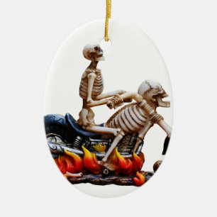 Ornamento De Cerâmica Skeleton Rider
