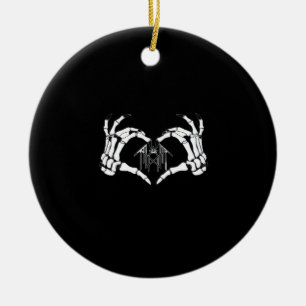 Ornamento De Cerâmica Skeletons Token Heart Mands