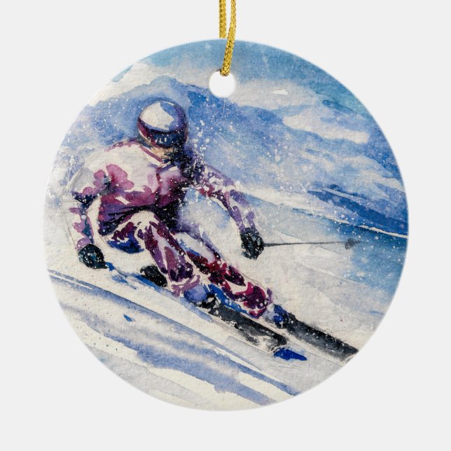 Ornamento De Cerâmica Ski Tag / Ornament (Frente)