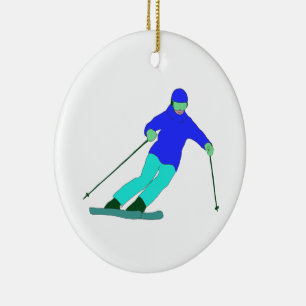 Ornamento De Cerâmica Skier Snow Skiing