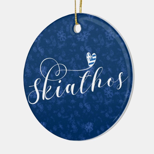 Ornamento De Cerâmica Skopelos do Coração com Bandeira Grega (Esquerda)