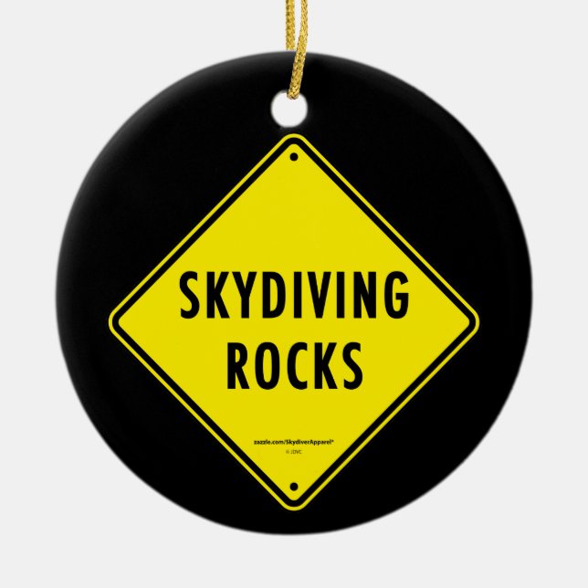 Ornamento De Cerâmica SKYDIVING BALANÇA o sinal de estrada (Frente)