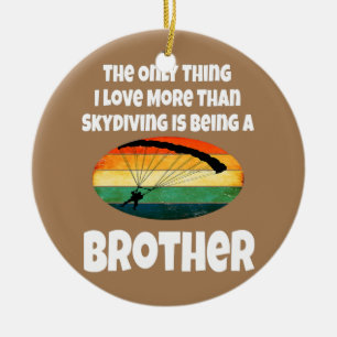 Ornamento De Cerâmica Skydiving Brother Skydiver Sibling Retro Sunset