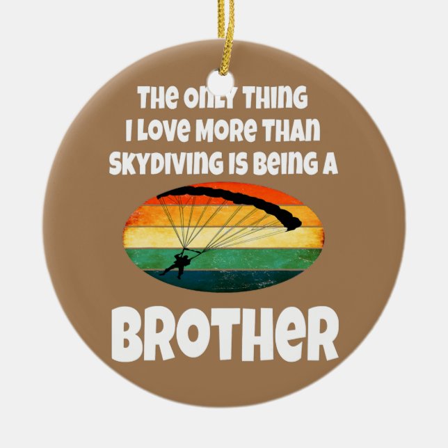 Ornamento De Cerâmica Skydiving Brother Skydiver Sibling Retro Sunset (Frente)