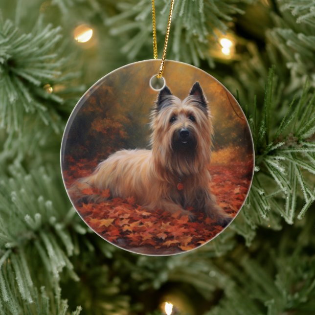 Ornamento De Cerâmica Skye Terrier no outono deixa cair inspiração (Árvore)