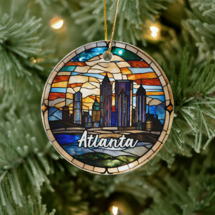 Ornamento De Cerâmica Skyline Atlanta Personalizada