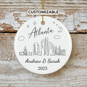 Ornamento De Cerâmica Skyline Atlanta Personalizada, Georgia