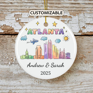 Ornamento De Cerâmica Skyline Atlanta Personalizada, Georgia