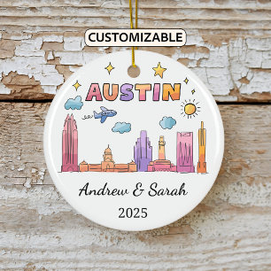 Ornamento De Cerâmica Skyline Austin Ornament Personalizado, Texas