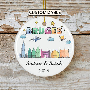 Ornamento De Cerâmica Skyline Bruges Personalizado, Bélgica