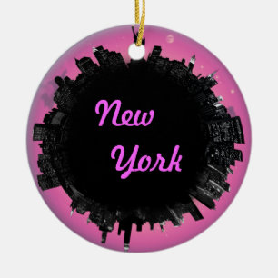 Ornamento De Cerâmica Skyline cor-de-rosa de New York