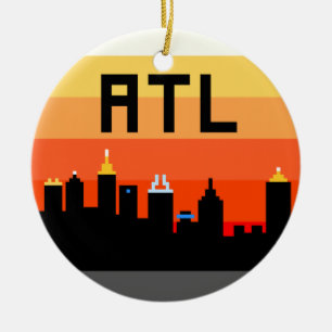 Ornamento De Cerâmica Skyline de 8 bits ATL de Atlanta