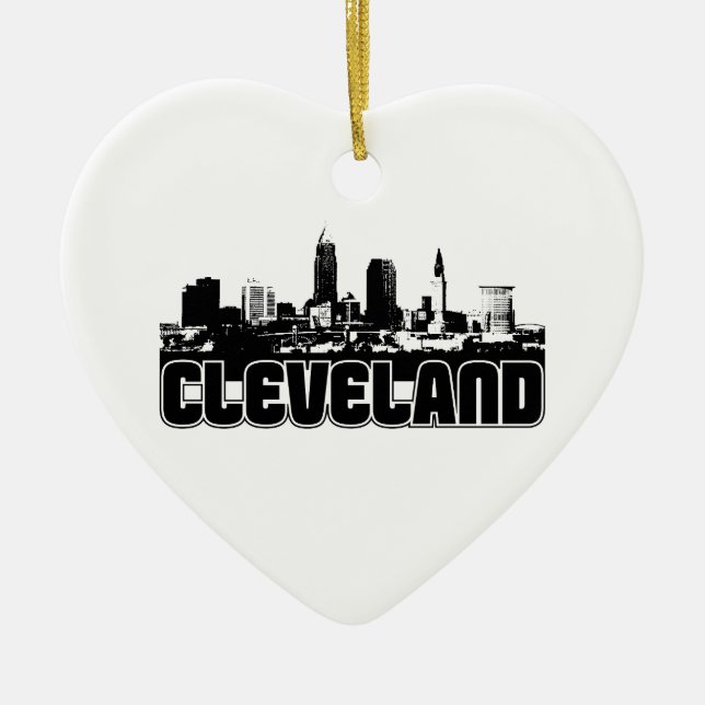 Ornamento De Cerâmica Skyline de Cleveland (Frente)